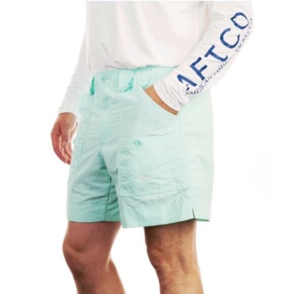 AFTCO Cargo Mint Green Outdoor Original Fishing Short Relaxed Mid-Thigh Fit, 42 - Picture 1 of 9